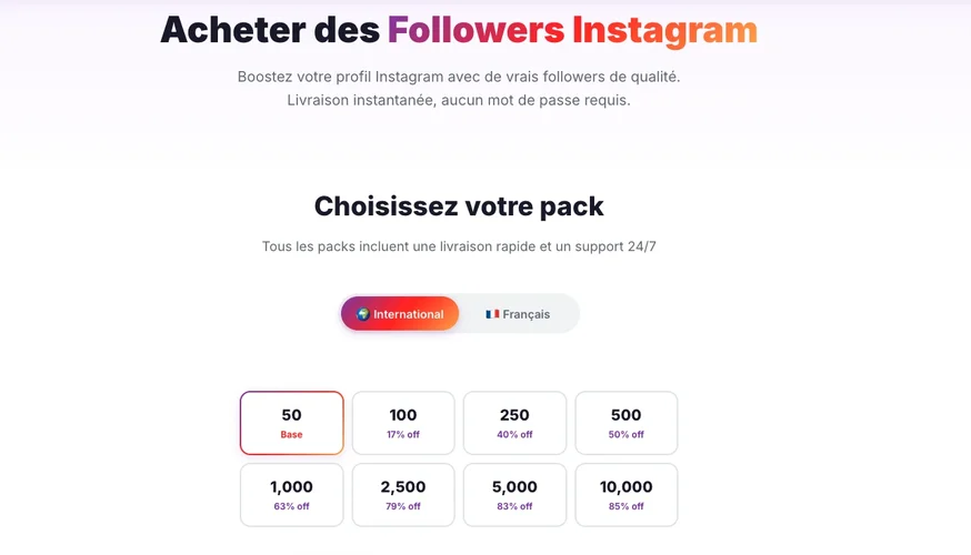Packs acheter followers Instagram Followers Lab 2026